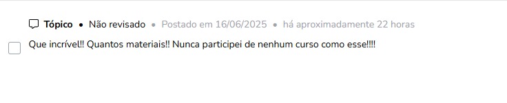 Depoimento de aluna na área de membros